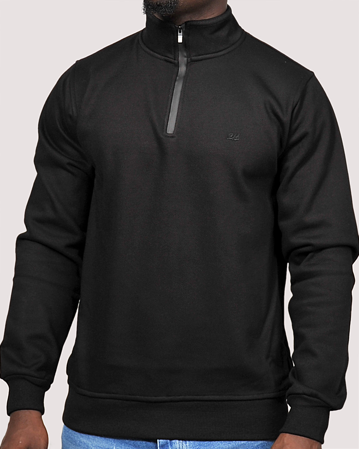 2H #9344 Black High Neck Sweater With Zipper
