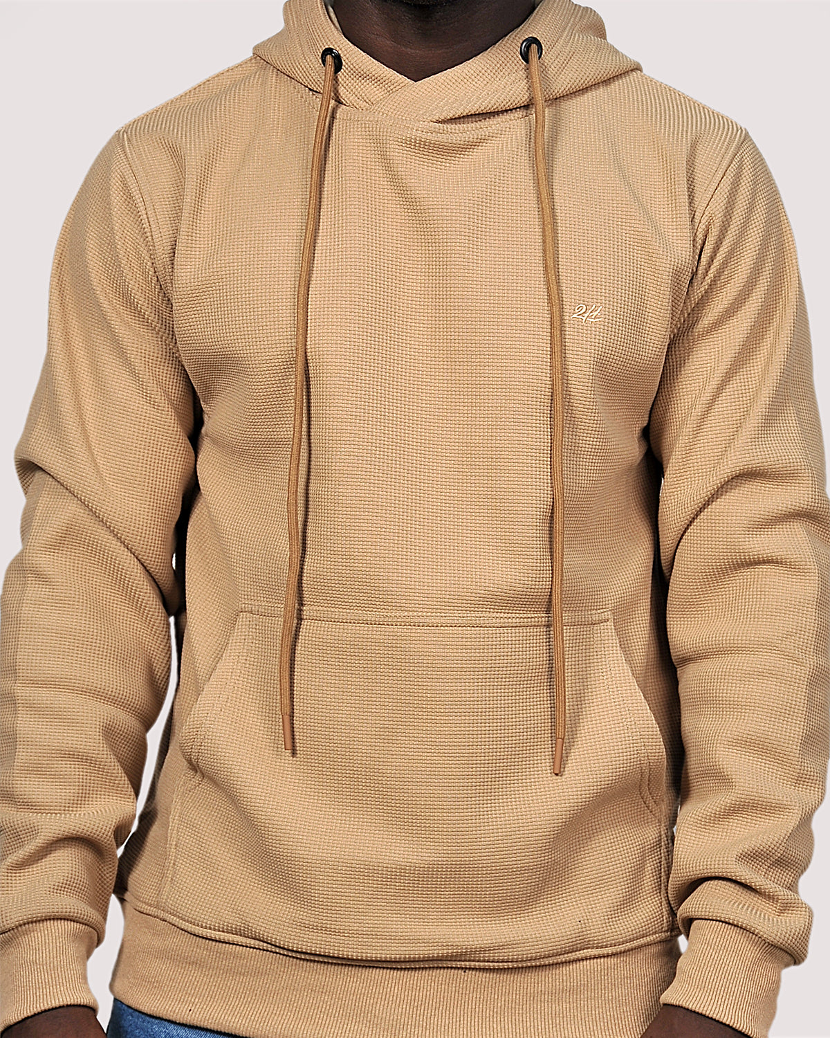2H #9339 Beige Men Sweater Embossed Hoodie