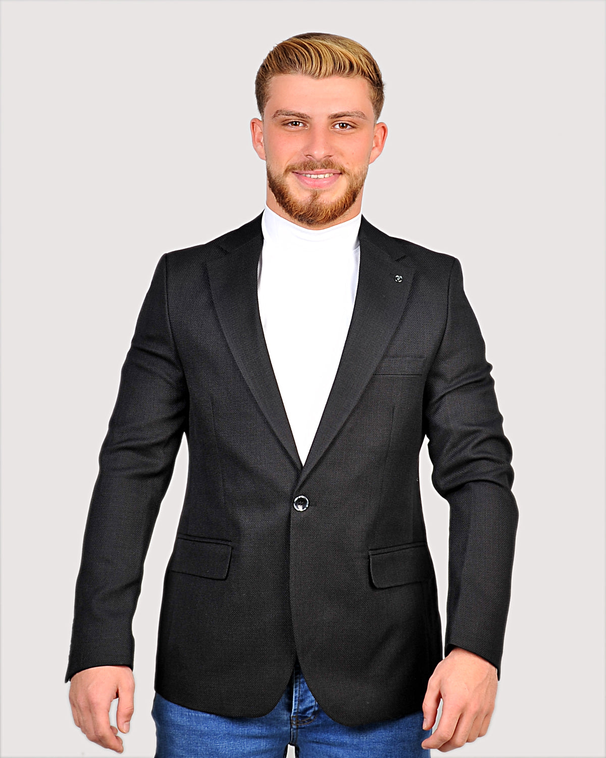 SALE! 2H #24-01 Black Tweed One Button Blazer