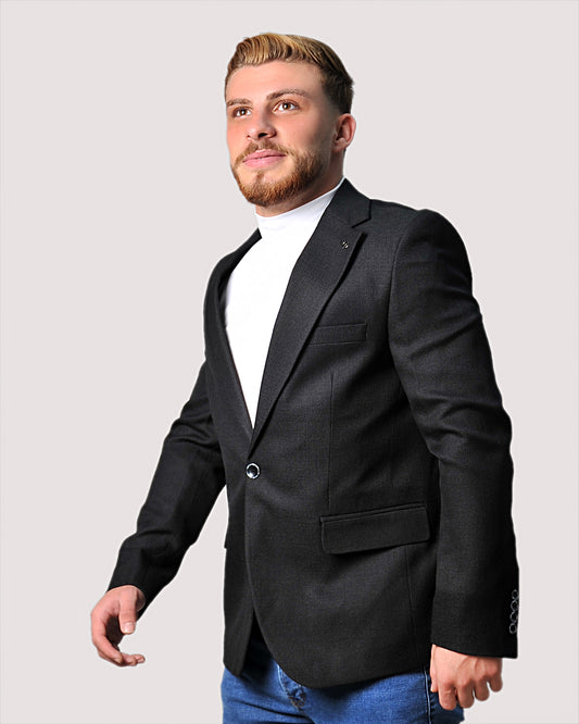 SALE! 2H #24-01 Black Tweed One Button Blazer