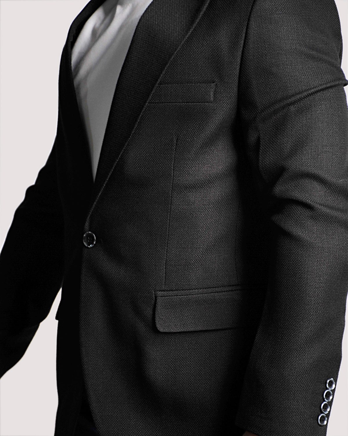 SALE! 2H #24-01 Black Tweed One Button Blazer