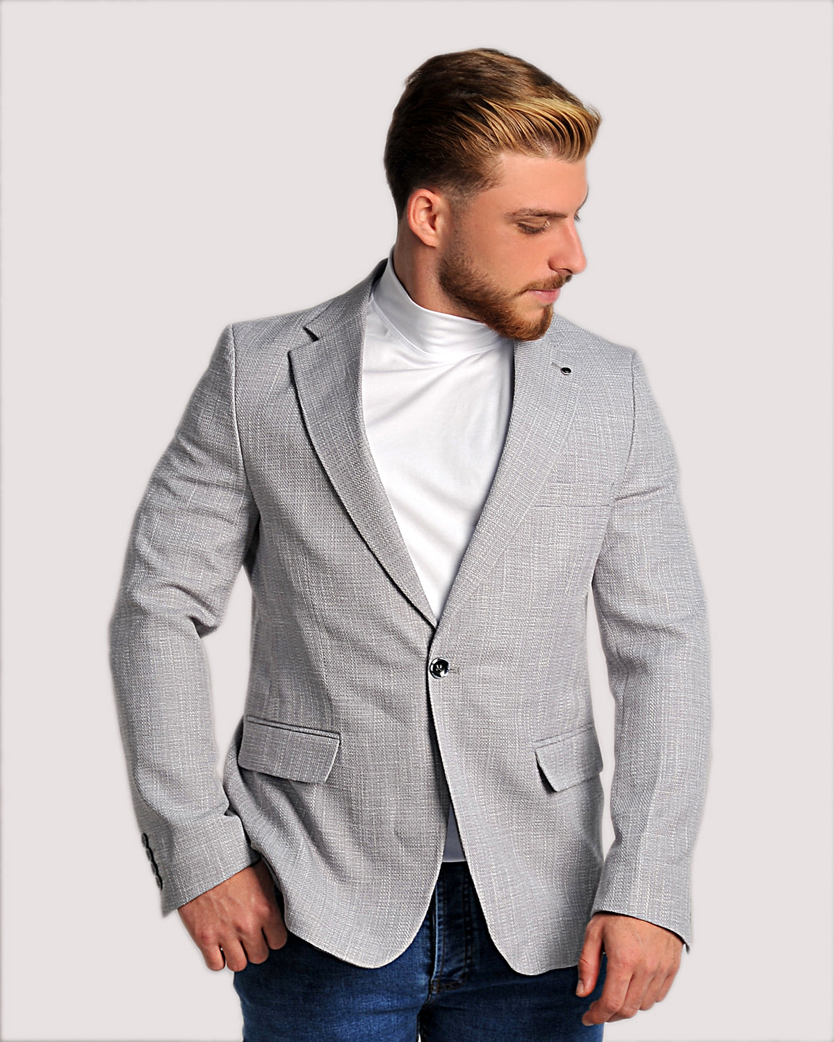 SALE! 2H #24-01 Gray Tweed One Button Blazer