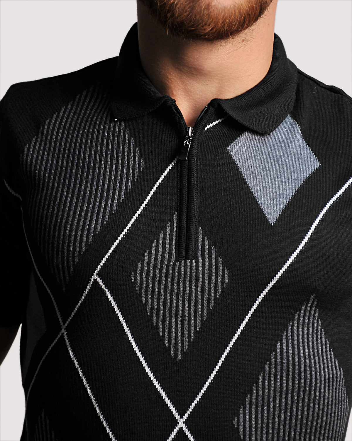 SALE! 2H #39657-40 Black Knitted Polo T-Shirt