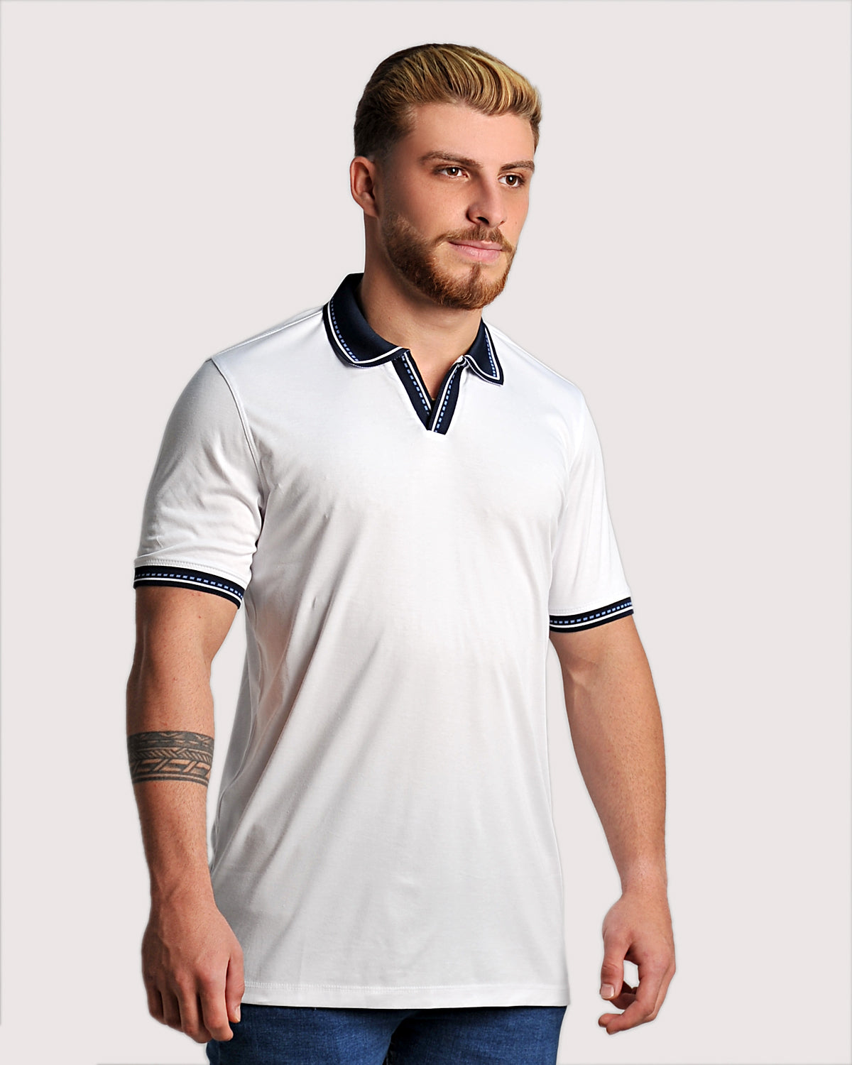 SALE! 2H #12629 White Mercerized Cotton Polo T-Shirt