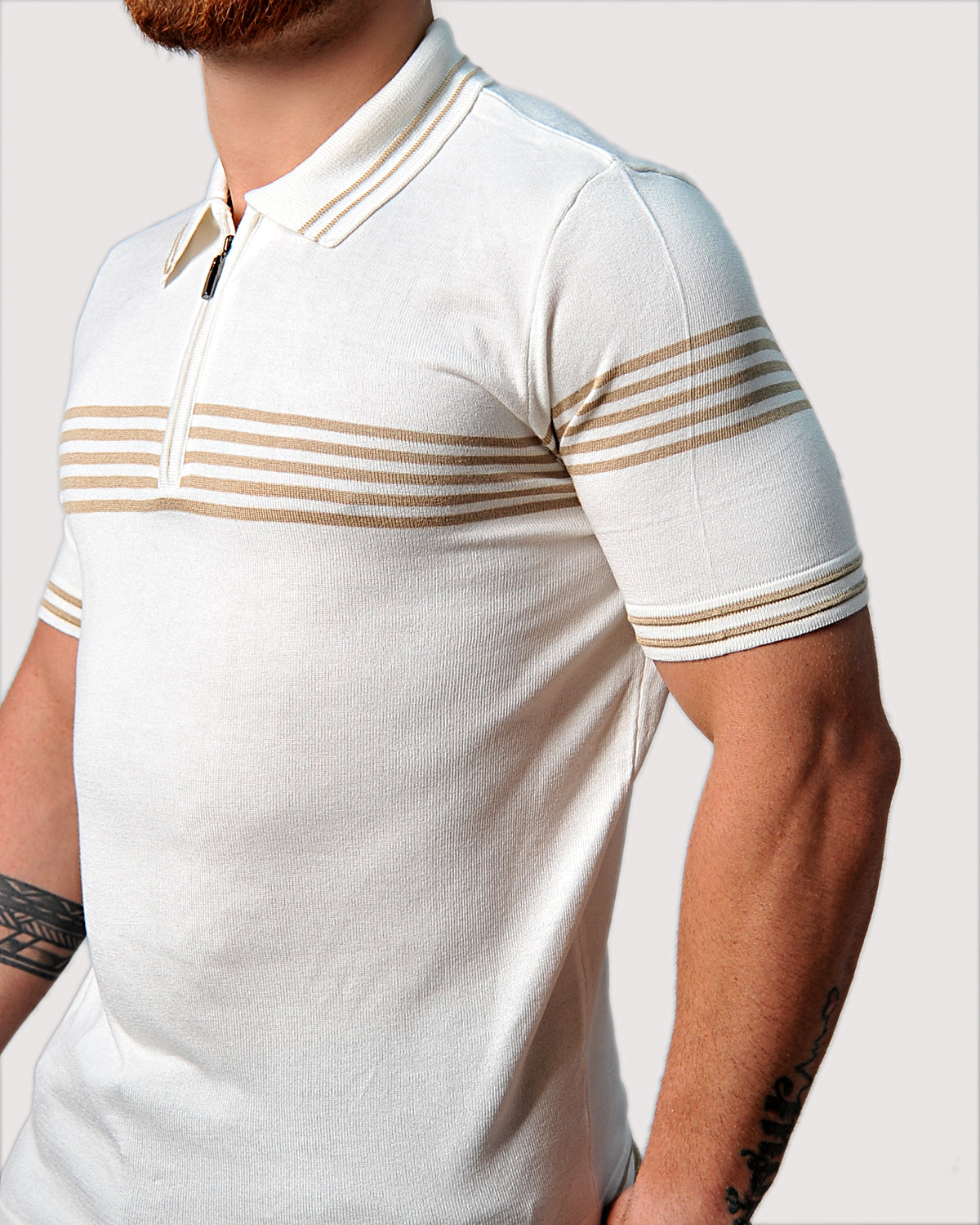 SALE! 2H #39729-40 Off-White Knitted Polo T-Shirt