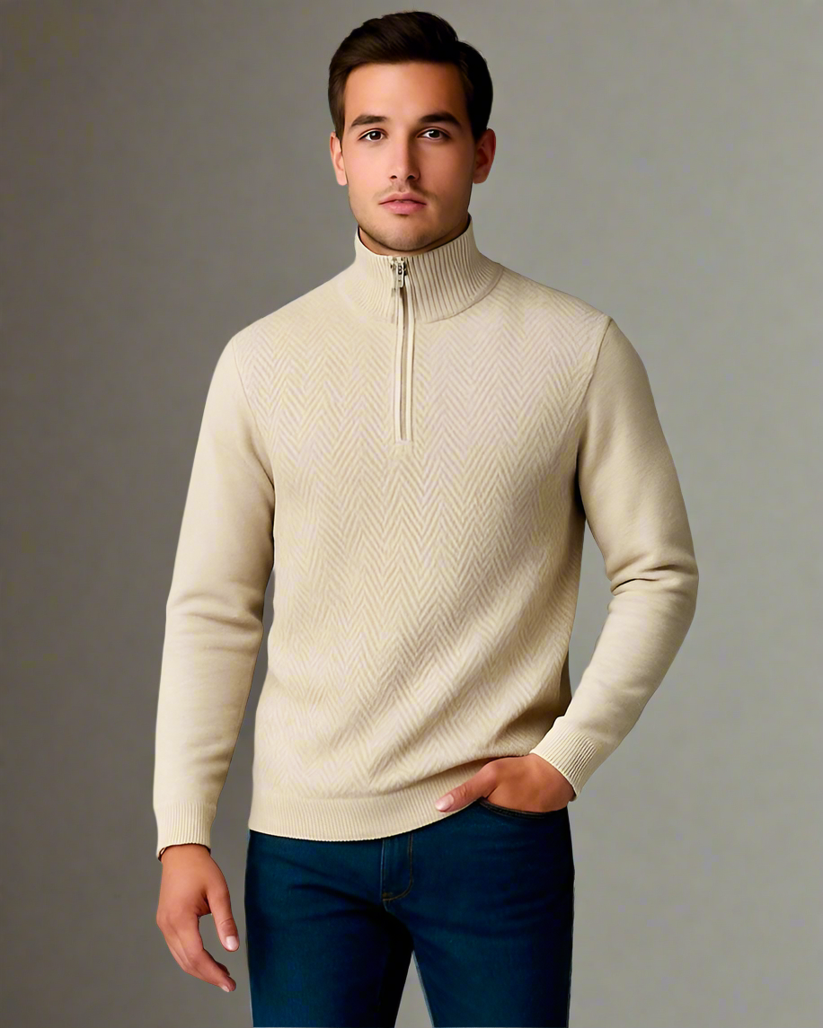 2H #461 High Neck zippered Knitted Sweater