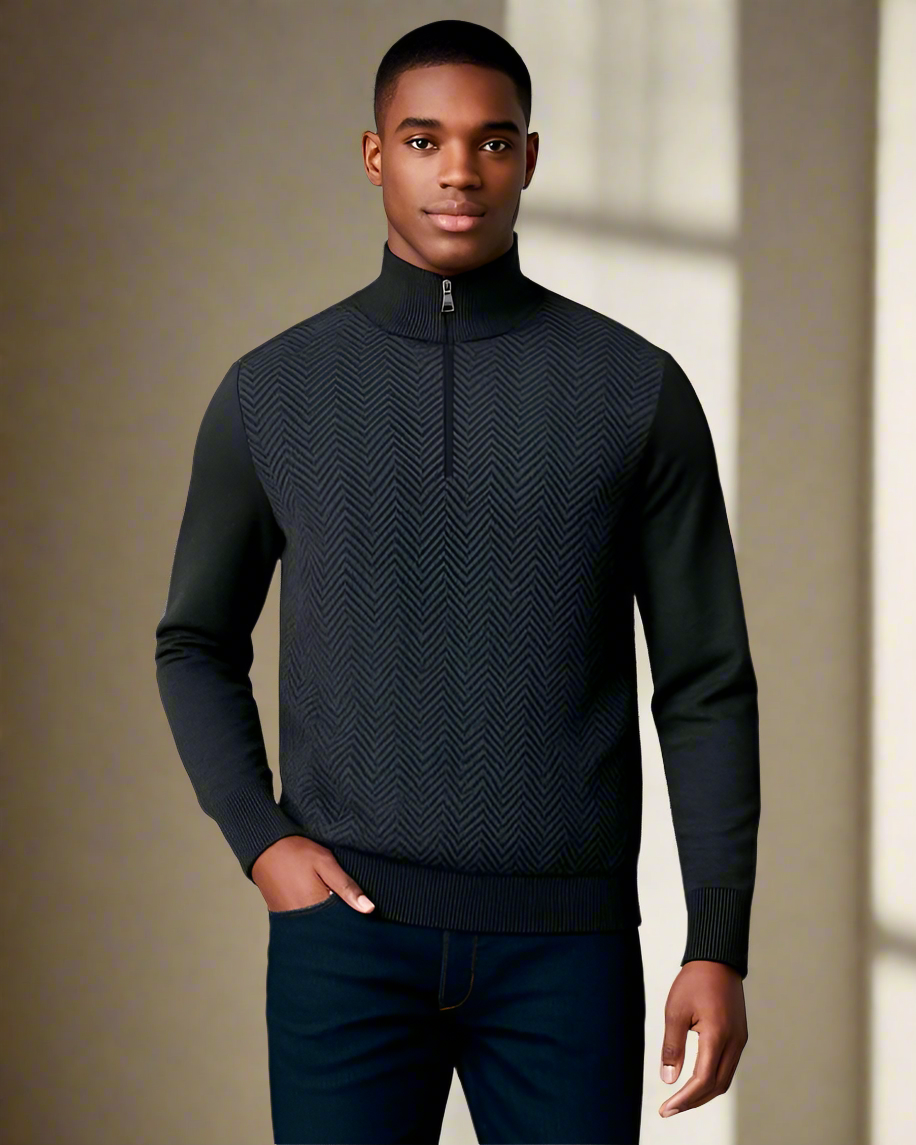 2H #461 High Neck zippered Knitted Sweater