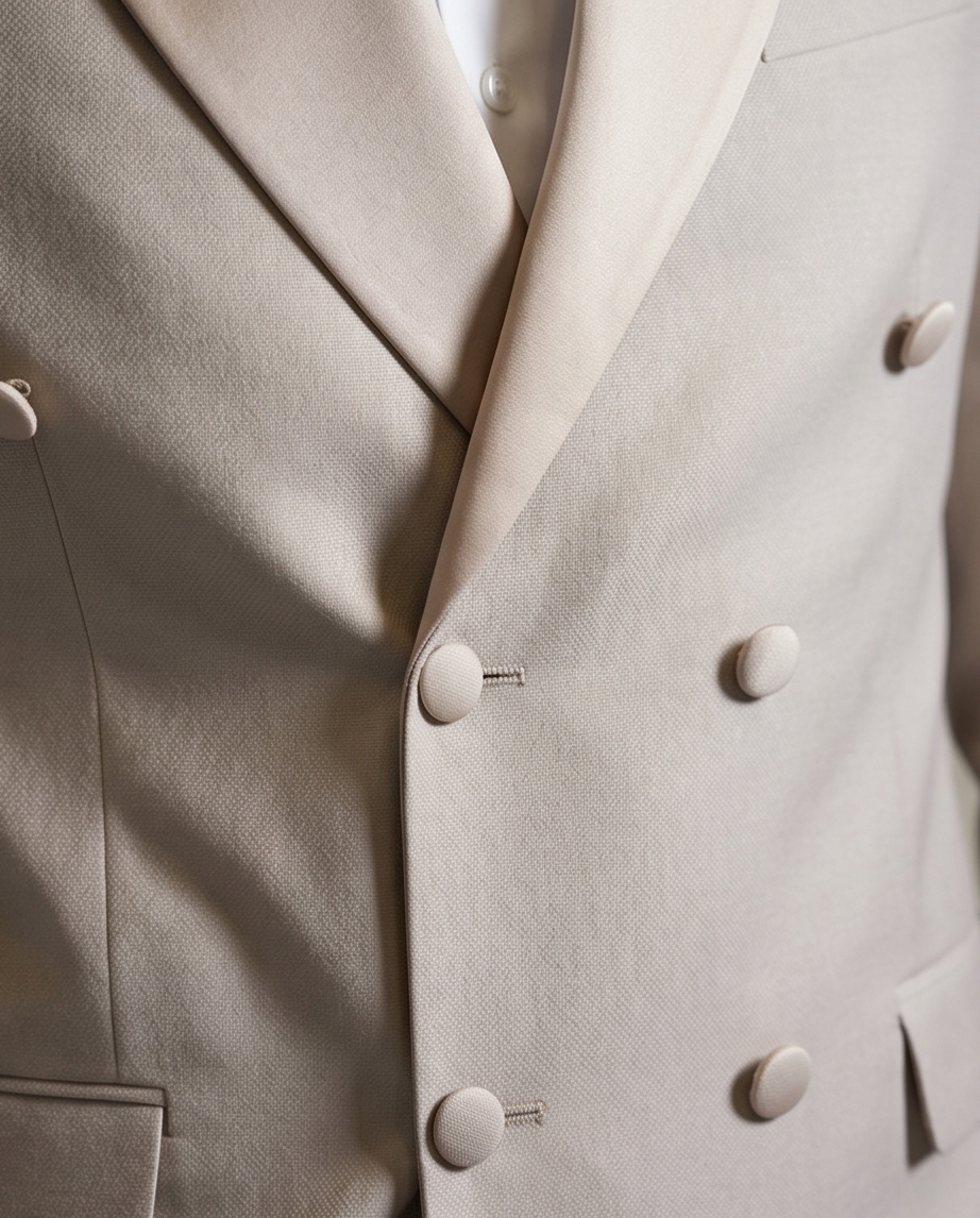 2H #260425 Beige Double breasted Suit