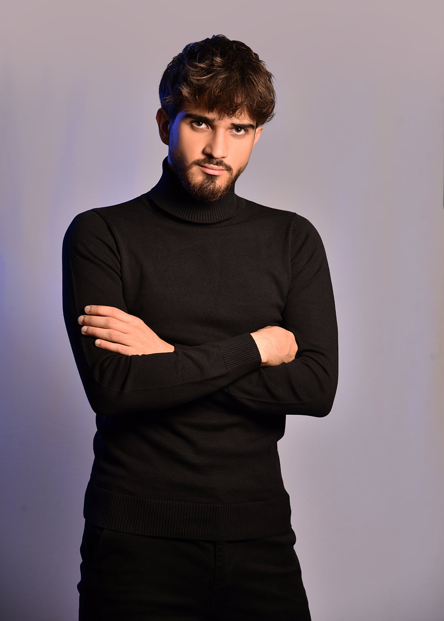 2H #46032 Black High Neck Sweater