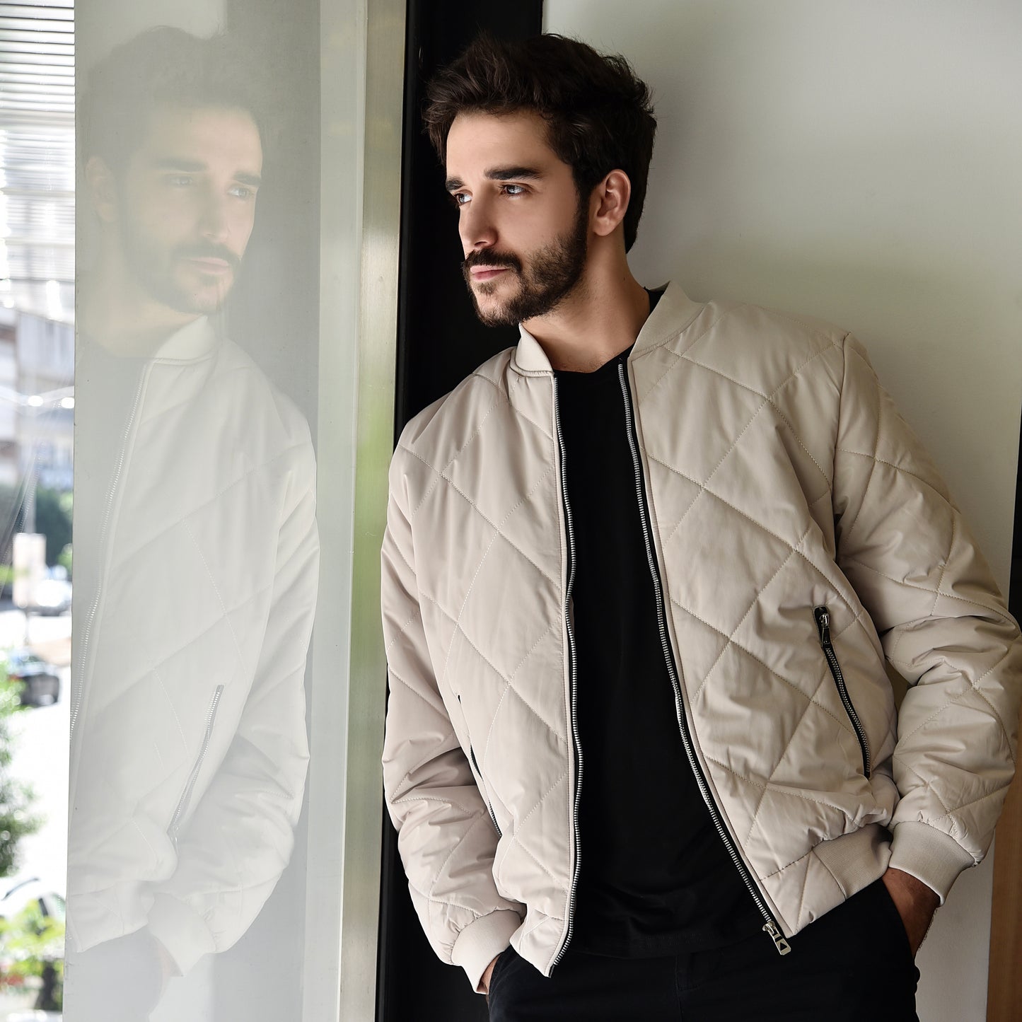 2H White Bomber Warm Thick inside fur Casual Jacket
