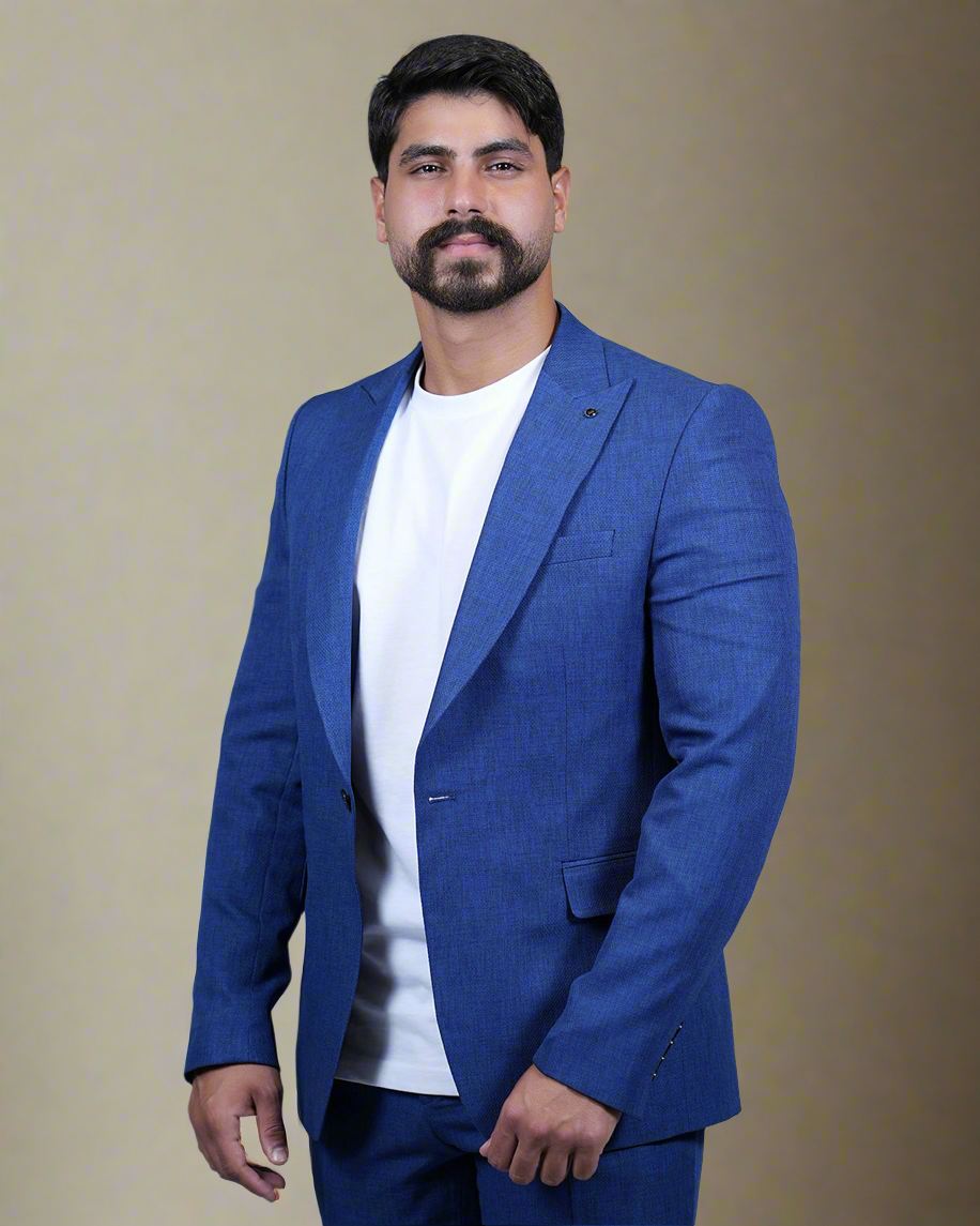 2H #2294 Petroleum Casual Embossed Suit 2 Pieces