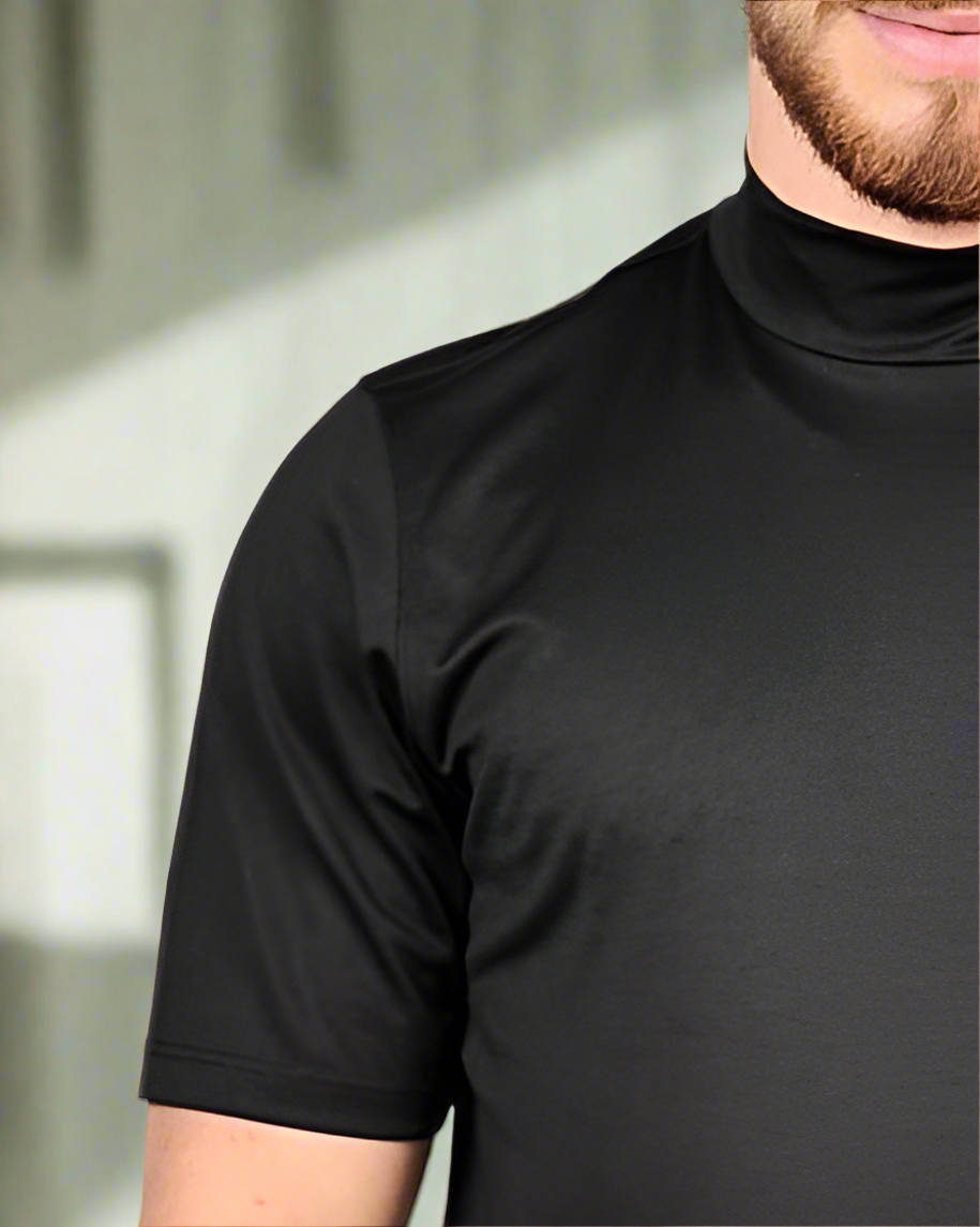 SALE! 2H #12576 Black Mercerized Cotton High Neck T-Shirt