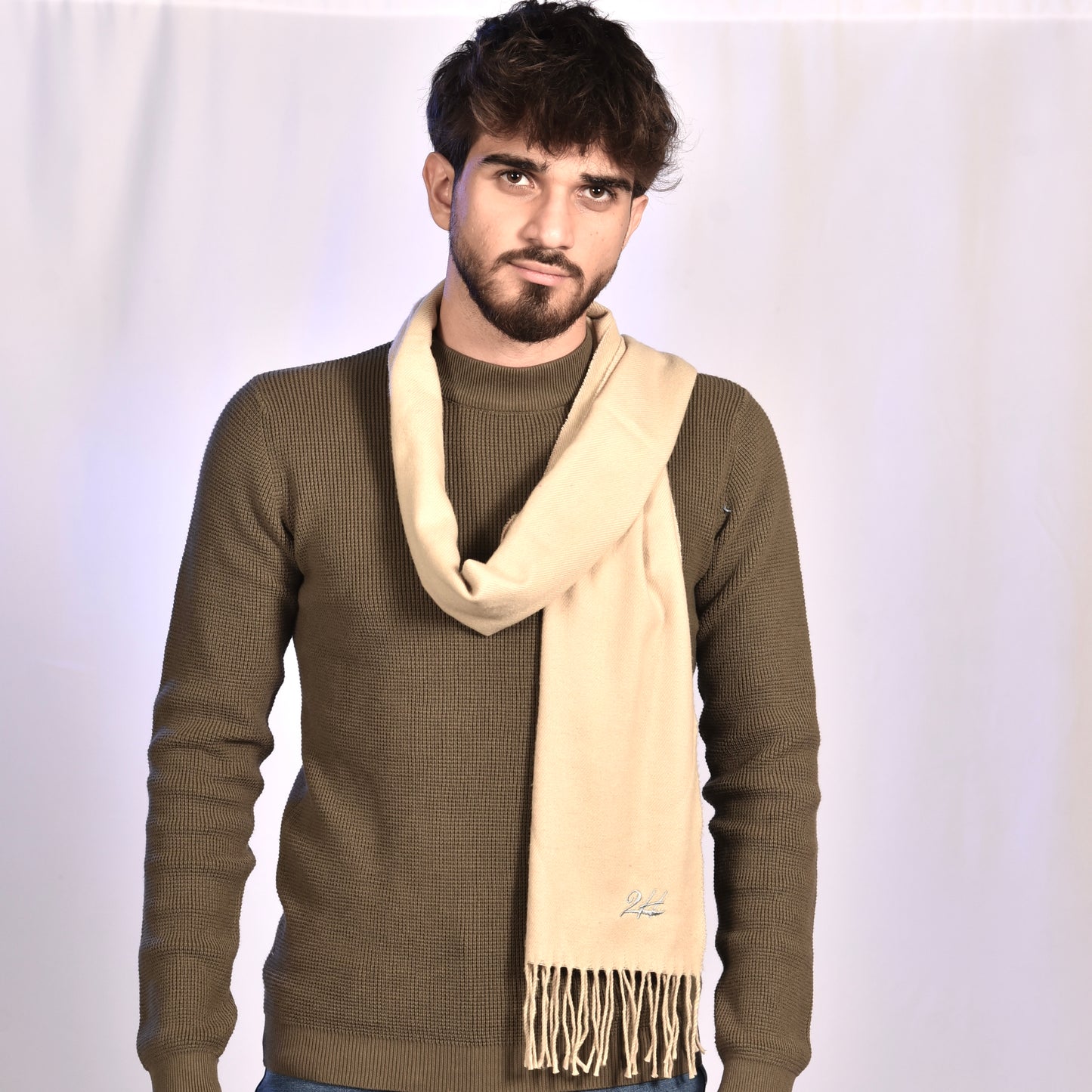 2H Plain Beige Scarf