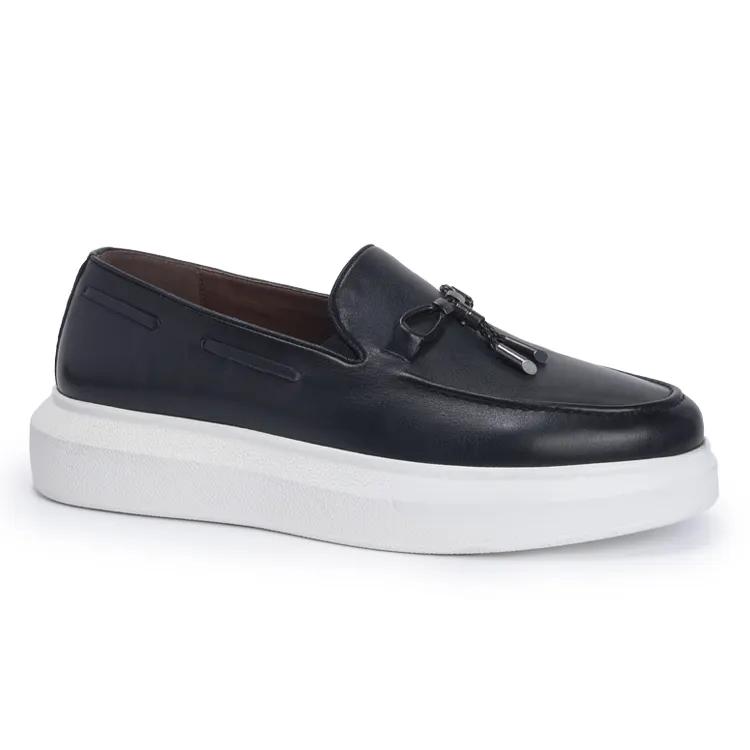 2H #6253-1501-807 Genuine Leather Black Casual Shoes