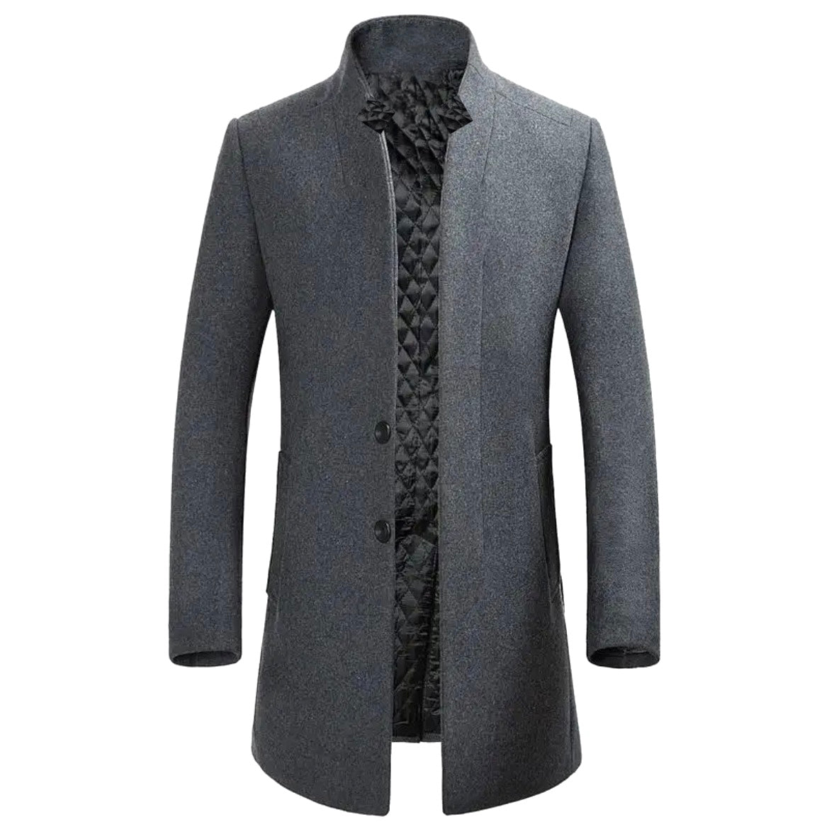 2H Gray High Neck Coat Jacket