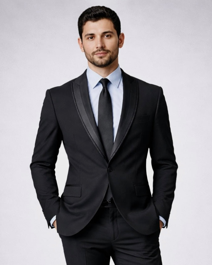 2H Black Wedding Suit