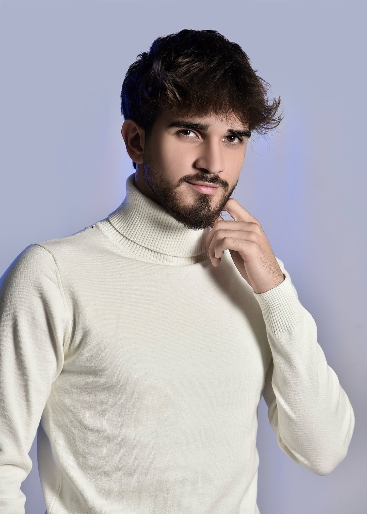 2H #46032 call White High Neck Sweater