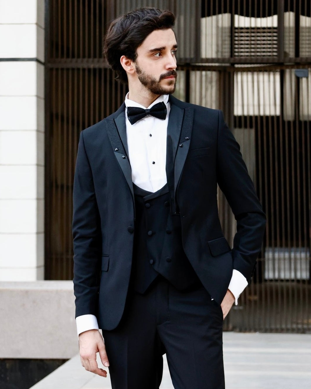 2H Black Wedding Suit 2 Pieces