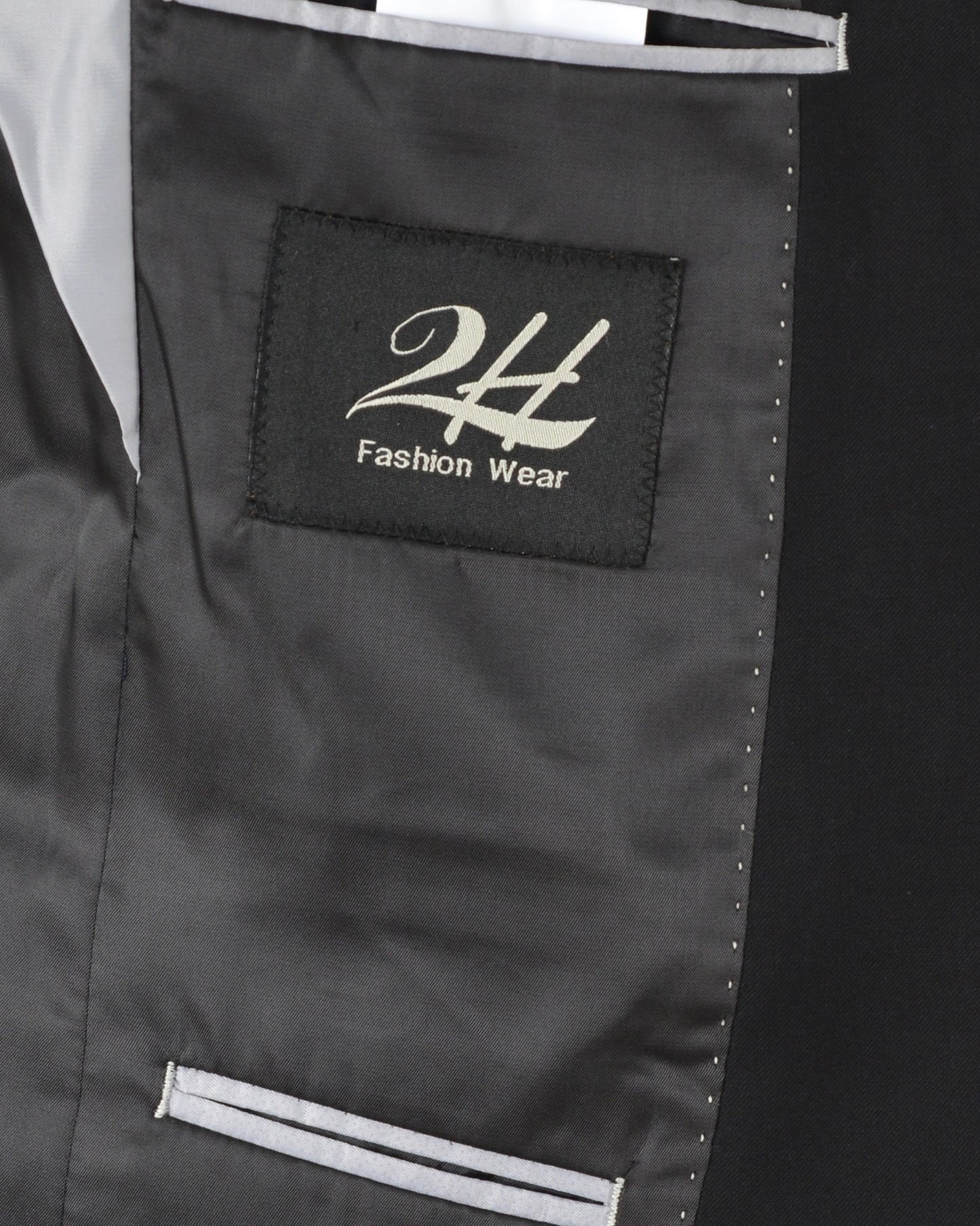 2H Peak Lapel Black Wedding Suit