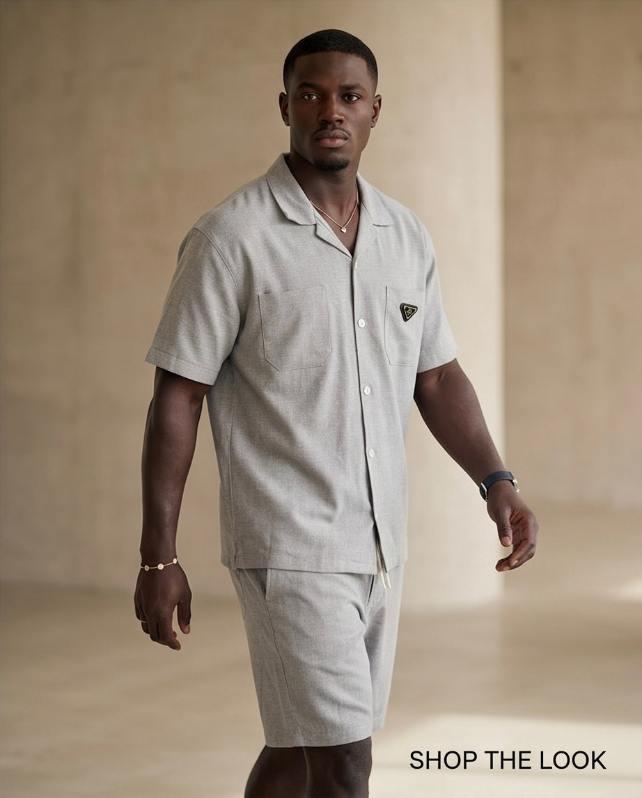2H Gray Short Linen Set