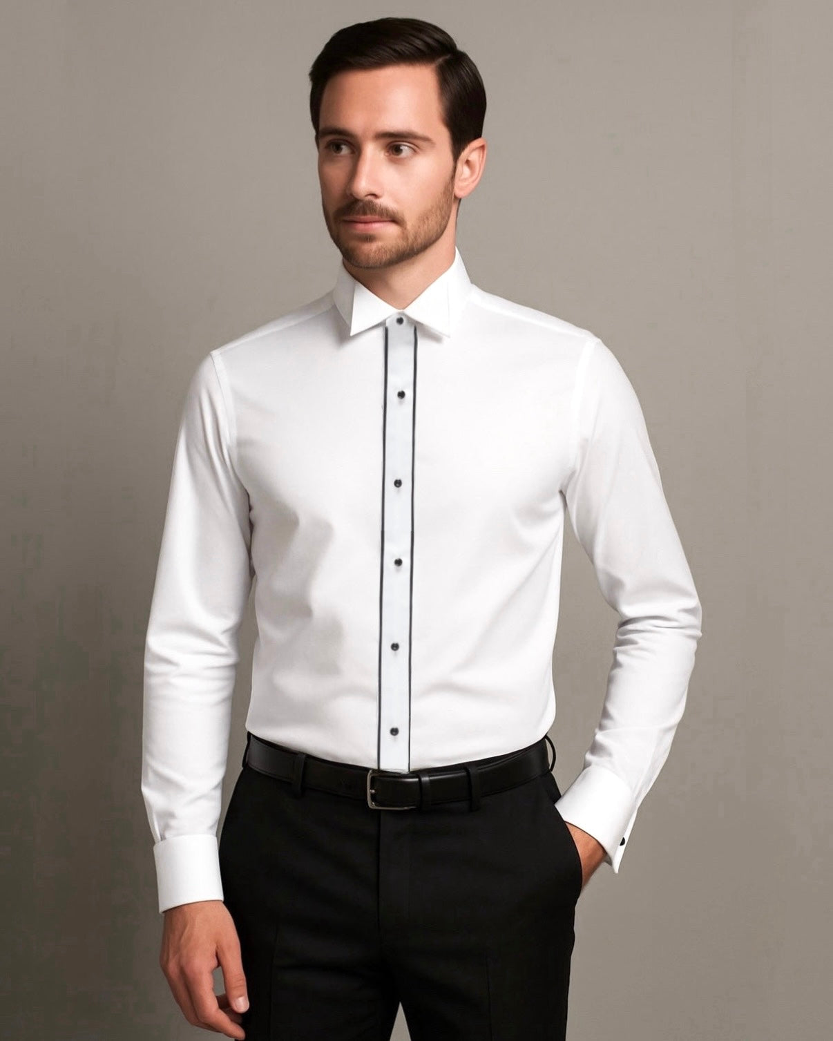 2H White Wingtip Collar Classic Shirt