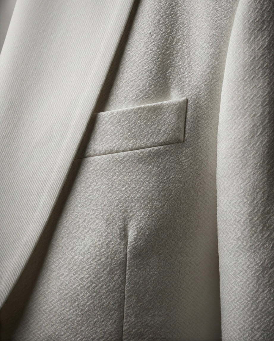 2H White Wedding Suit Black pant Satin