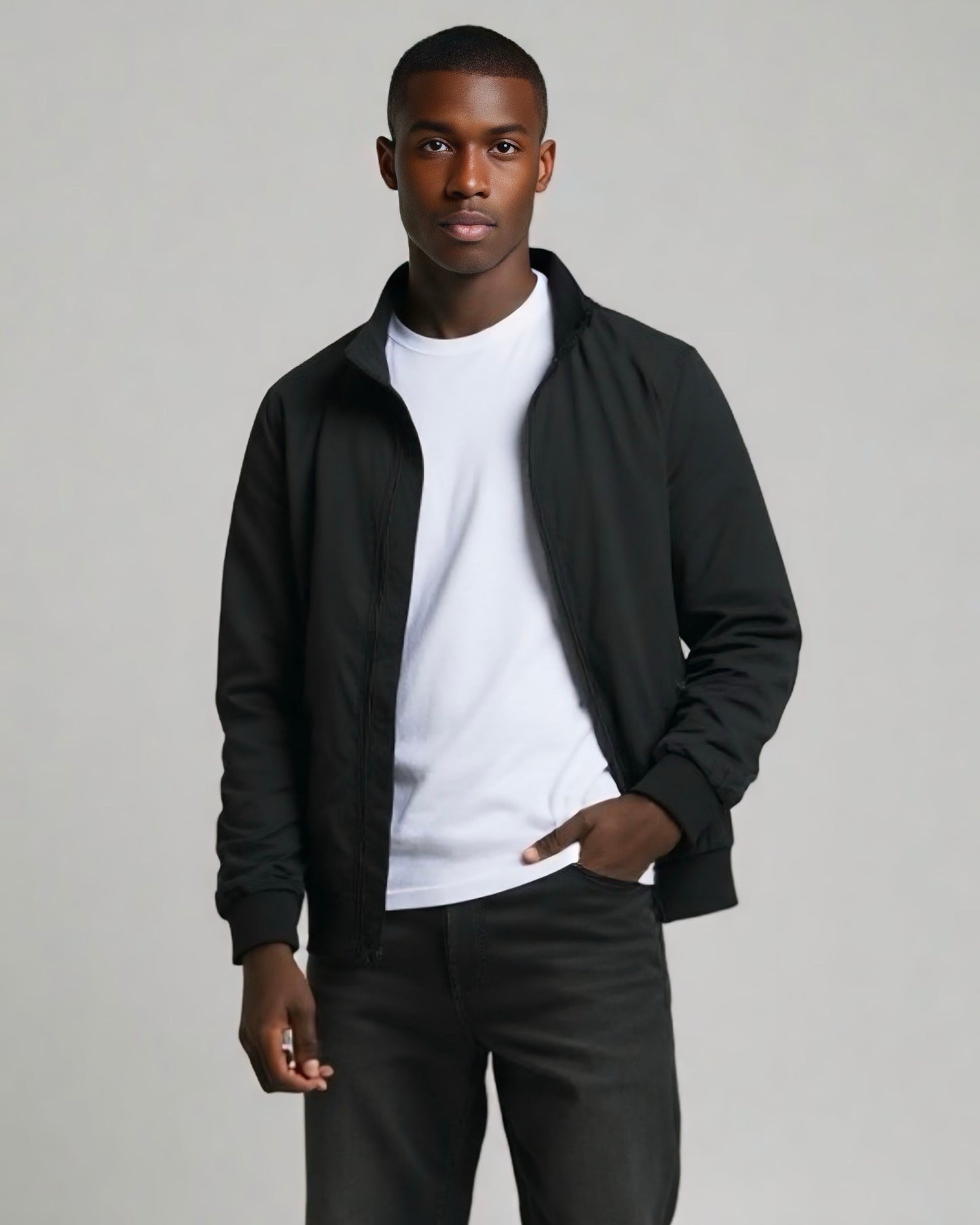 2H #8091 Black Lightweight Casual Jacket