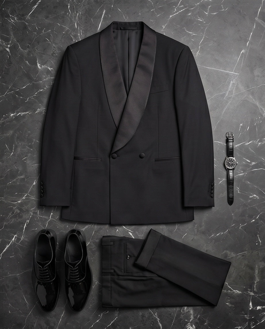 2H black One Button Double breasted Wedding Suit