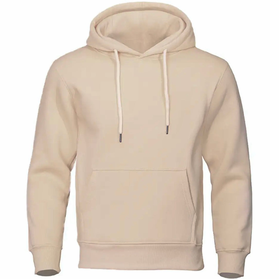2H #Beige White Men Sweater Cotton Hoodie