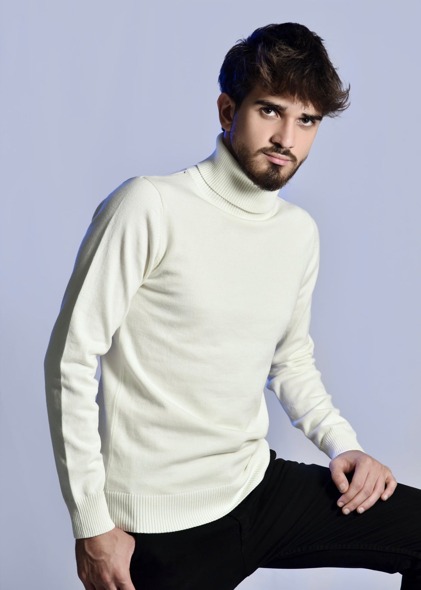 2H #46032 call White High Neck Sweater