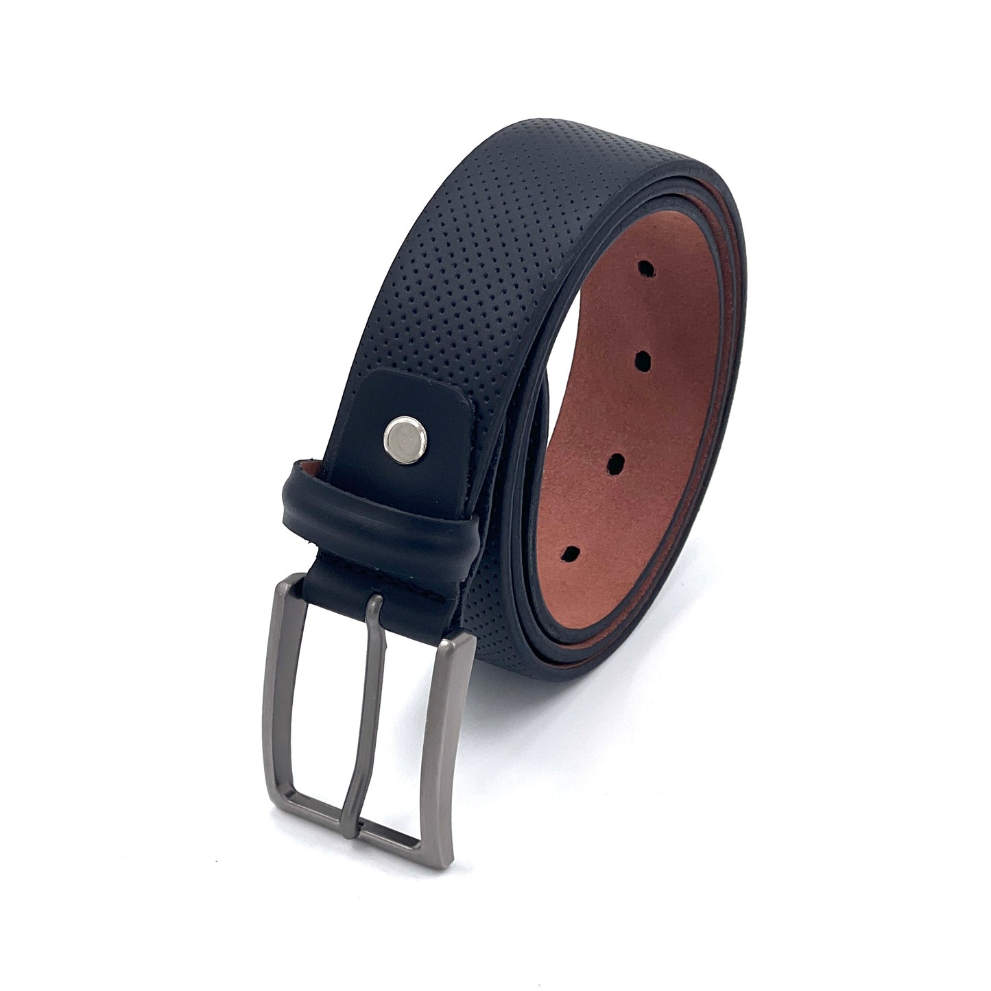 2H #EG Black Dotted Belt Genuine Leather