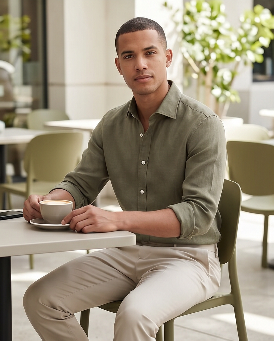 2H Army Linen Casual Shirt