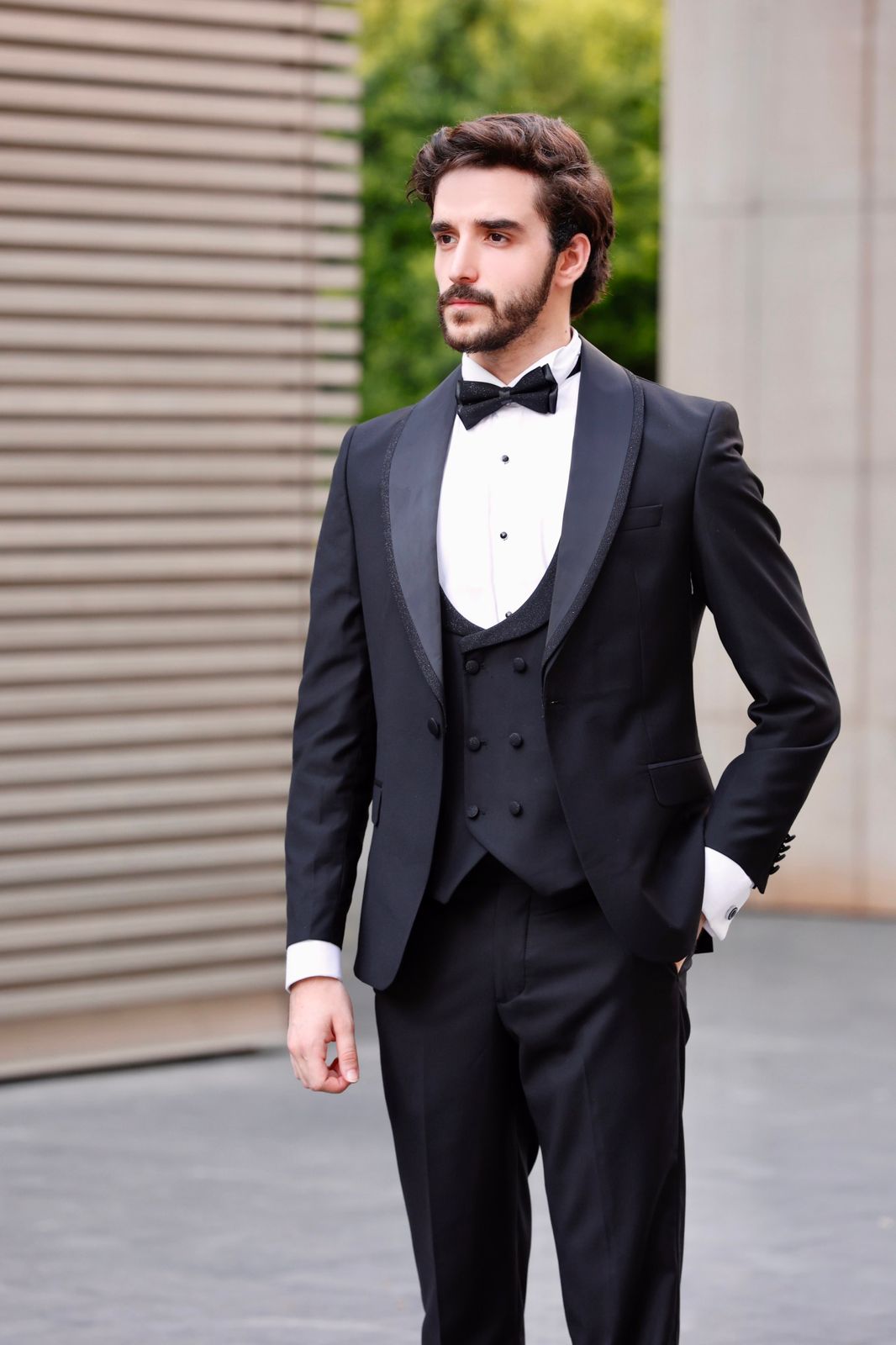 2H Black Wedding Suit