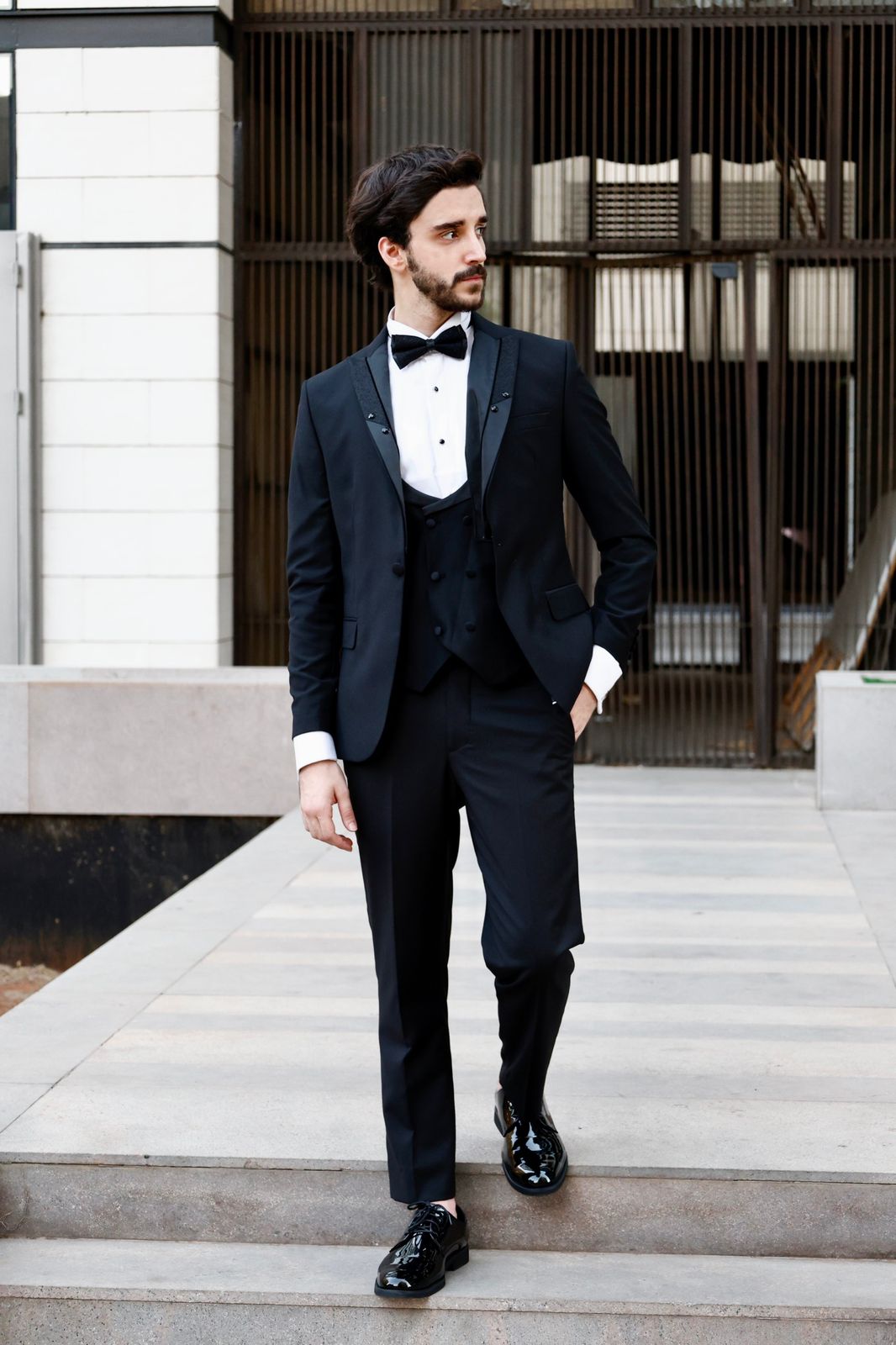 2H Black Wedding Suit