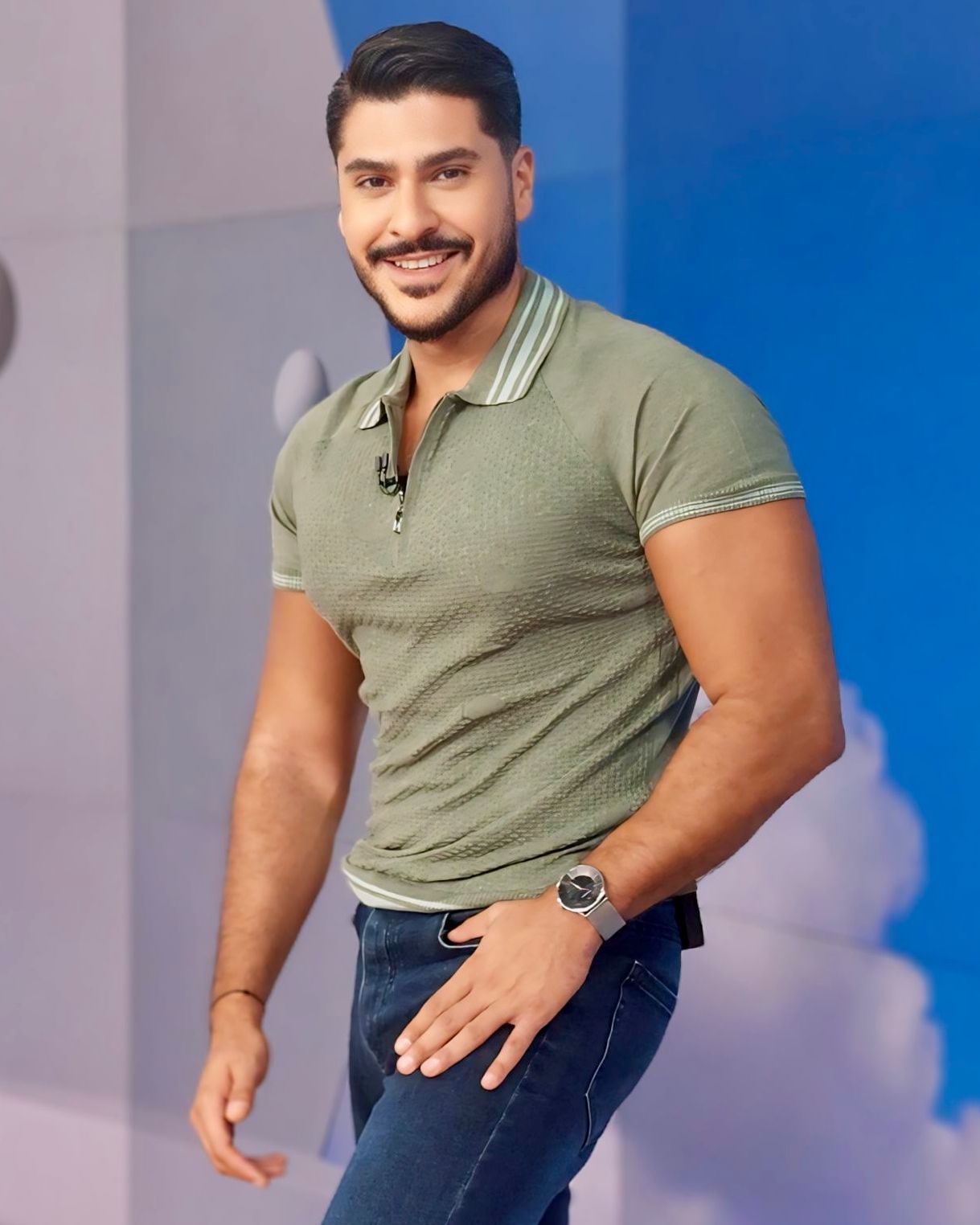 SALE! 2H #39749-40 Green Knitted Polo T-Shirt