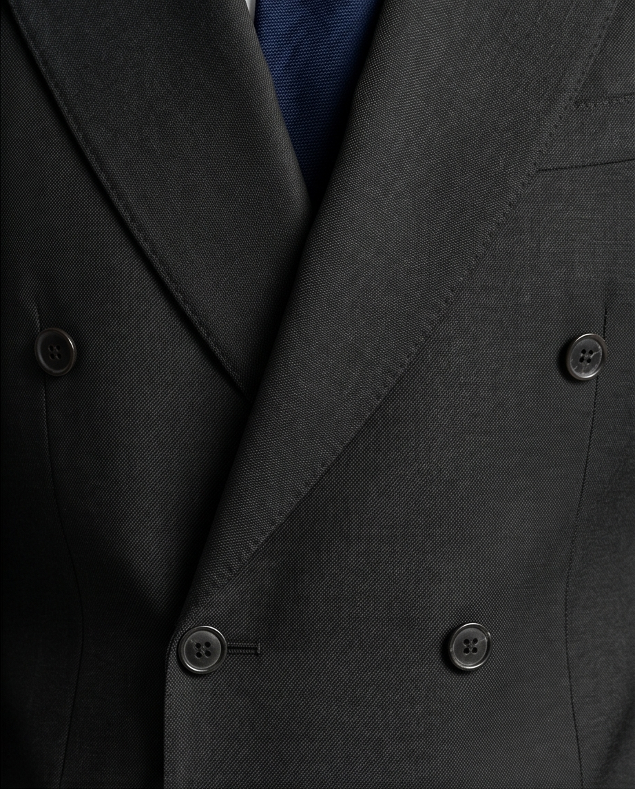 2H #112-2 Black Double Breasted Suit