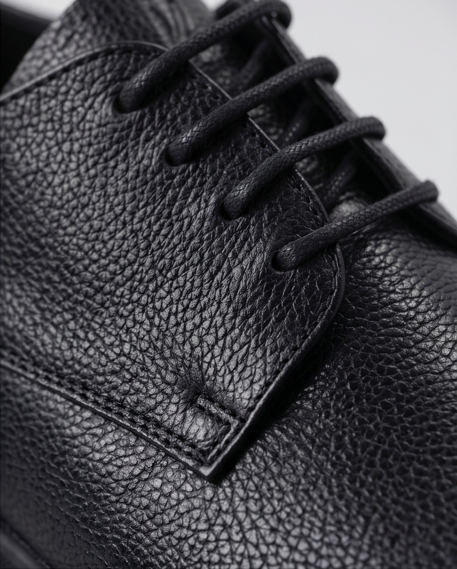 2H #S8044-38-01 Genuine Leather Black Casual Shoes