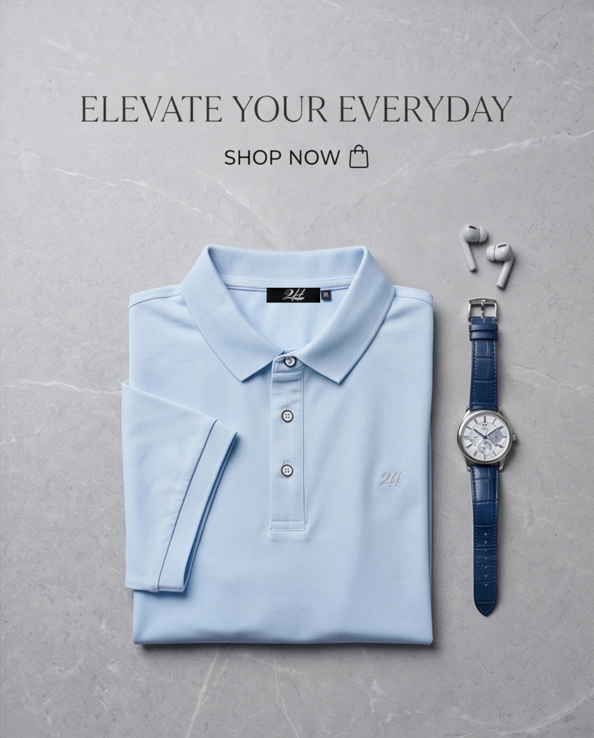 2H #CX.2101 Blue Polo T-shirt