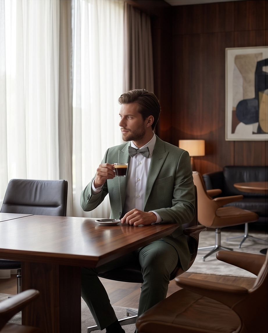 SALE! 2H #24-02 Green Casual Embossed Suit
