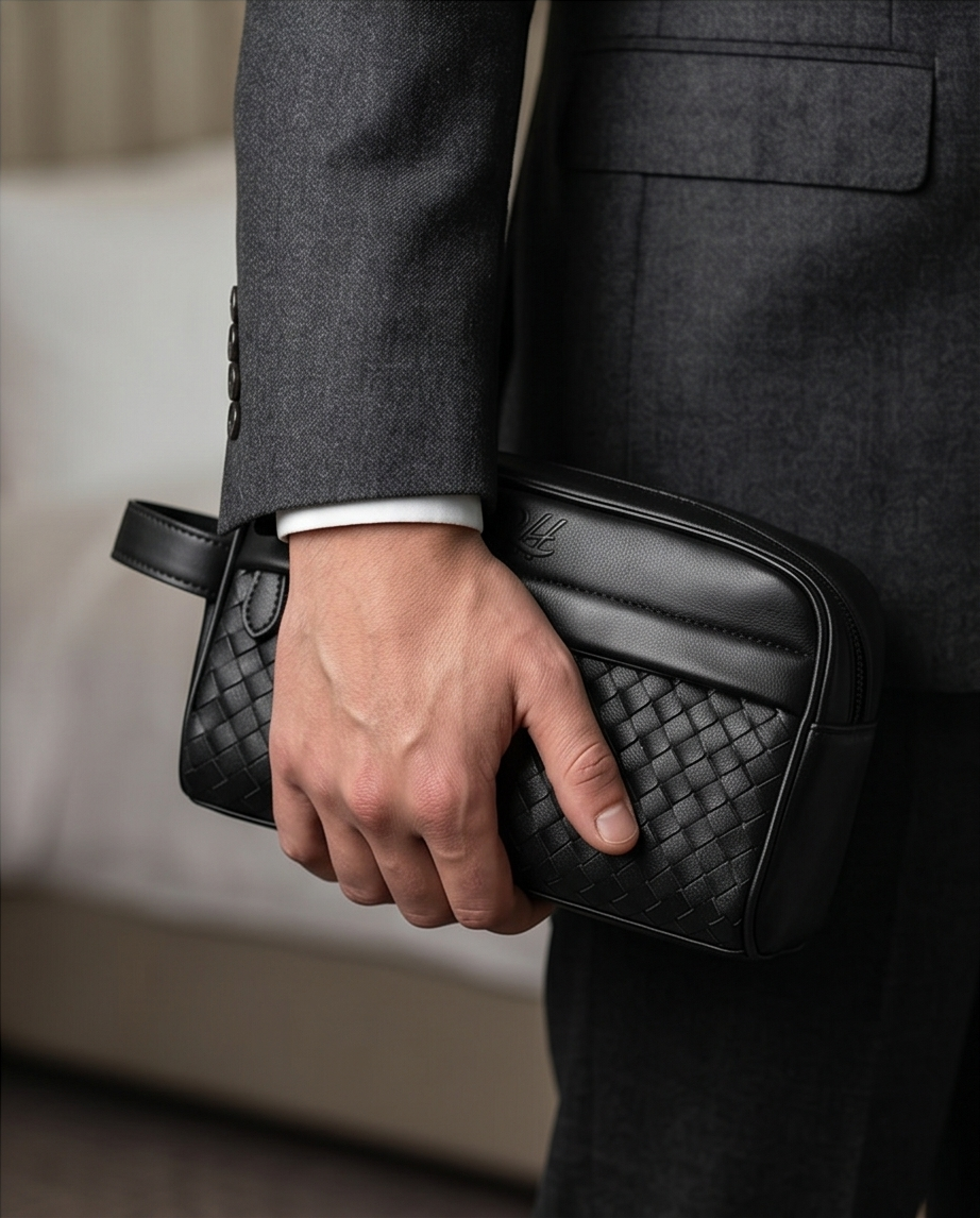 2H #X4084 Black knitted Clutch Bag
