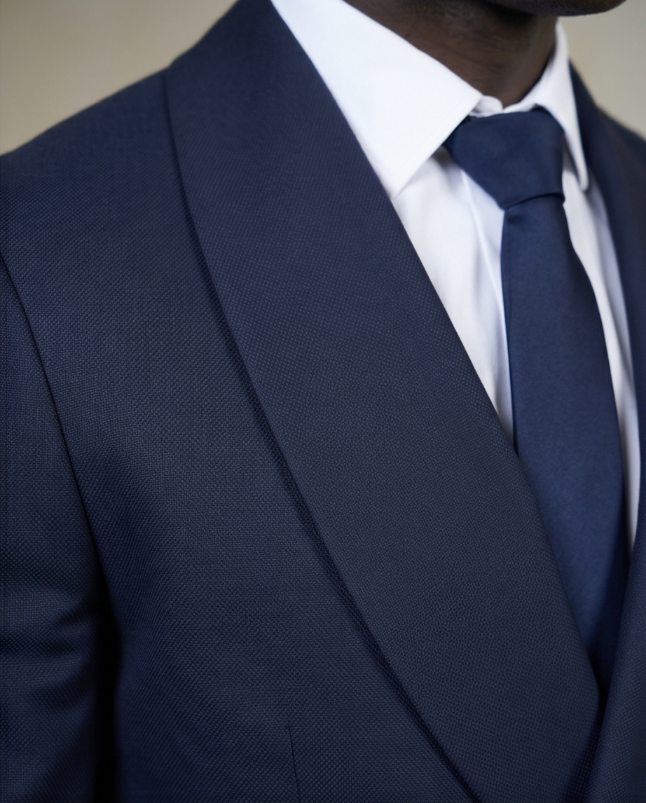 2H #99-07 Navy One Button Collar Shawl Suit