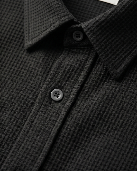 SALE! 2H #121025 Black Cotton Fleece Casual Shirt