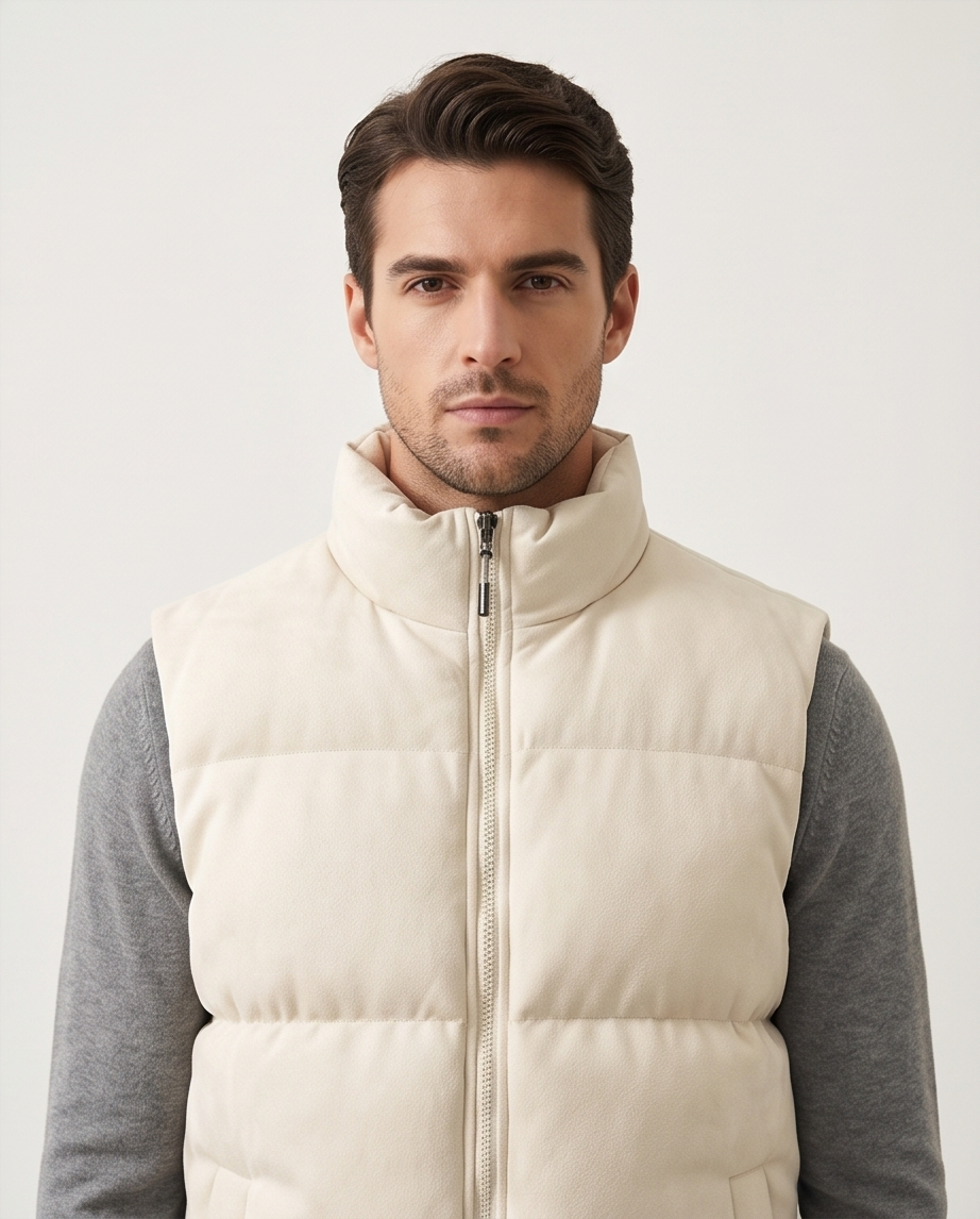 2H Off White Puffer Chamois Gilet