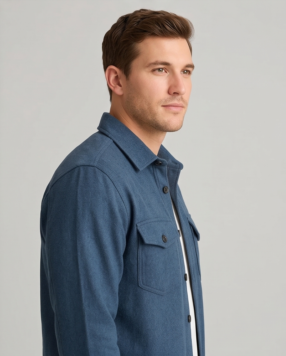2H #111025 petroleum Fleece Casual Shirt