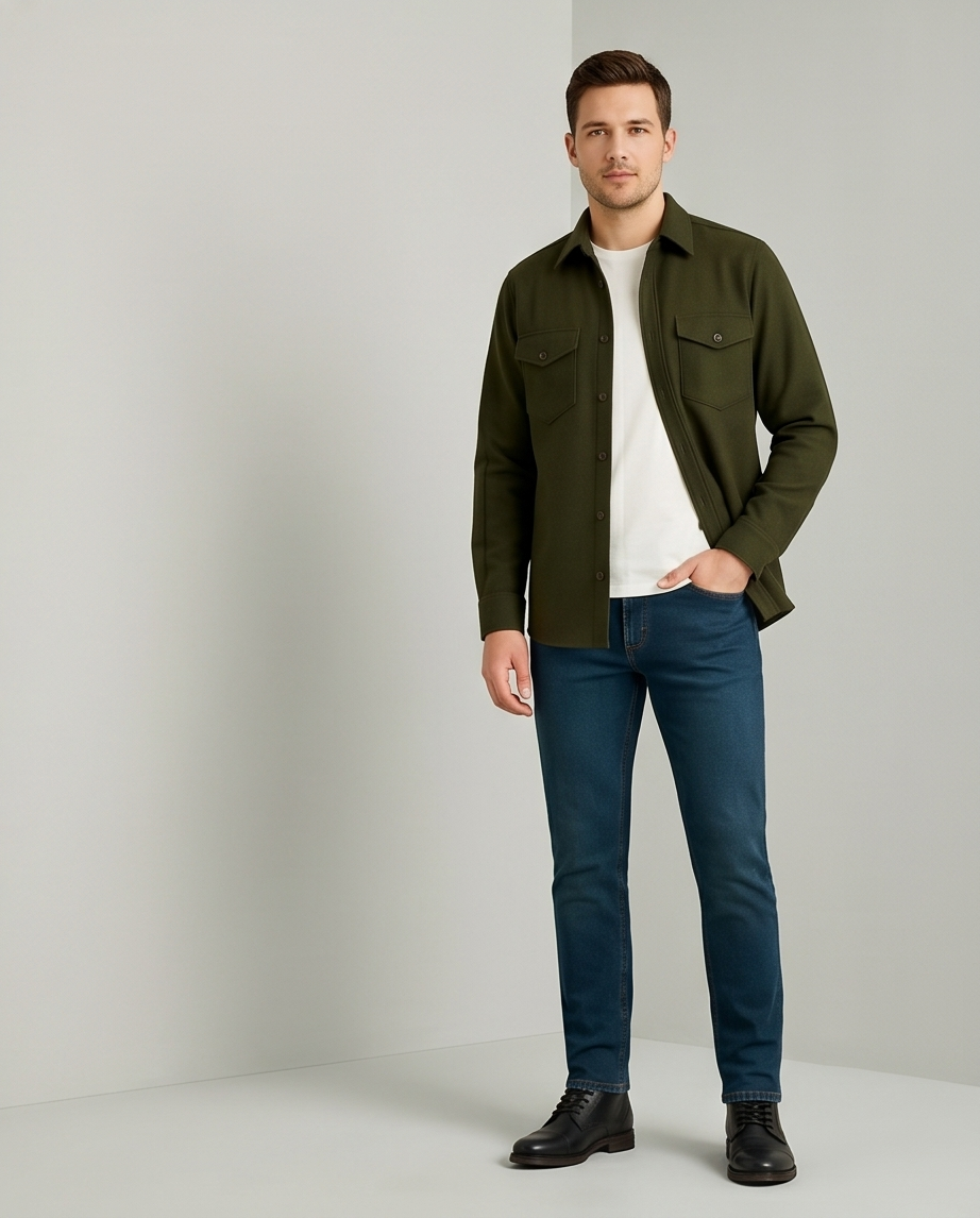 2H #111025 Army Fleece Casual Shirt