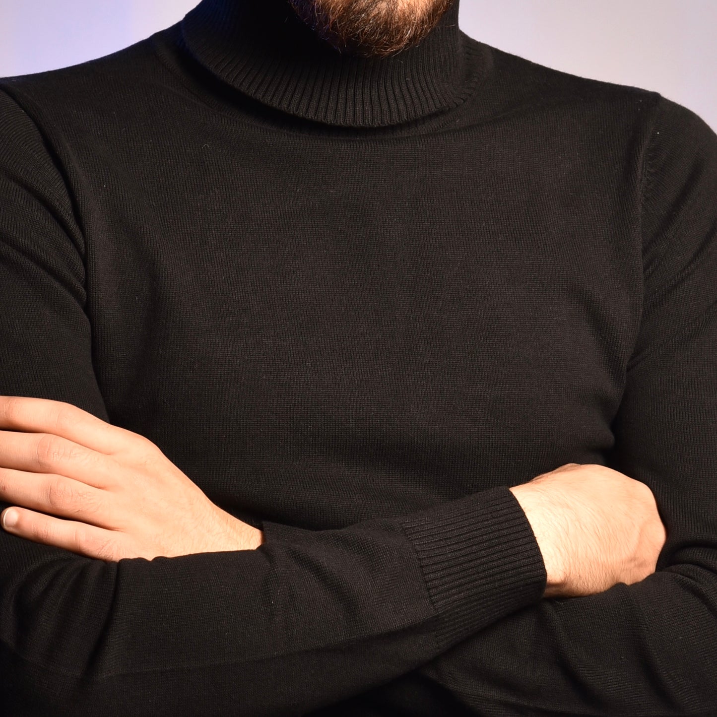 2H #46032 Black High Neck Sweater