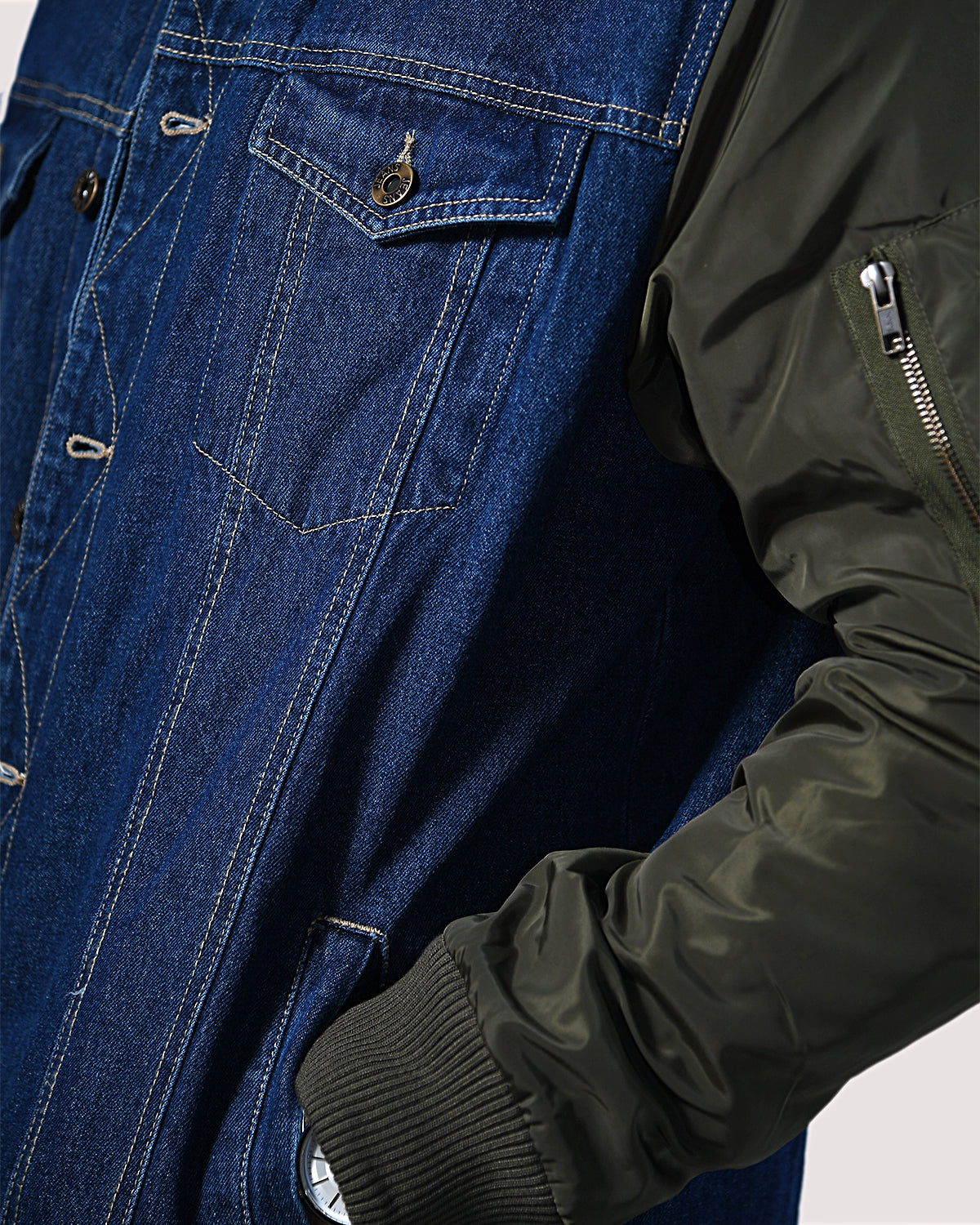 SALE! 2H #21048 Denim/Nylon Navy Jacket