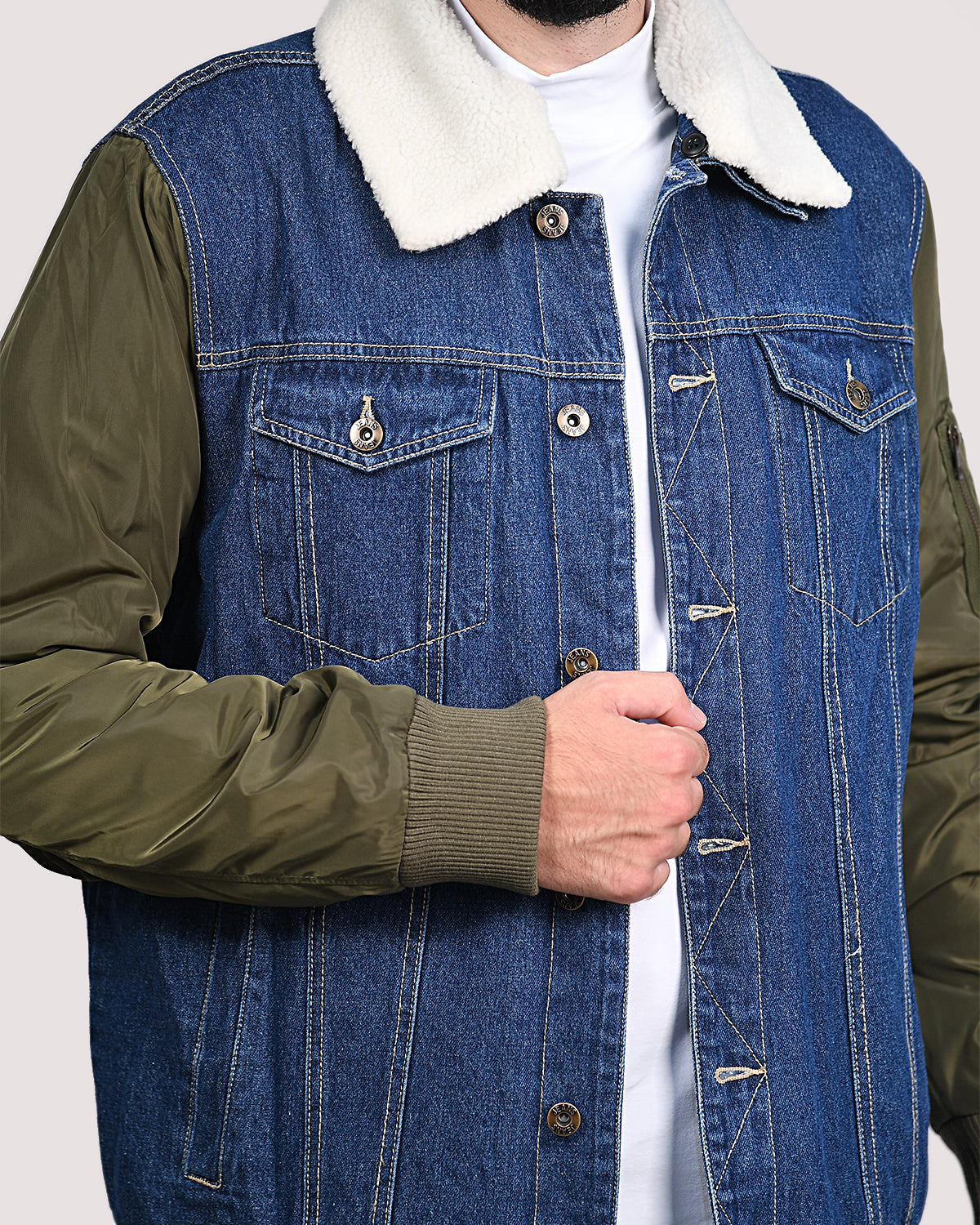 SALE! 2H #21048 Denim/Nylon Navy Jacket