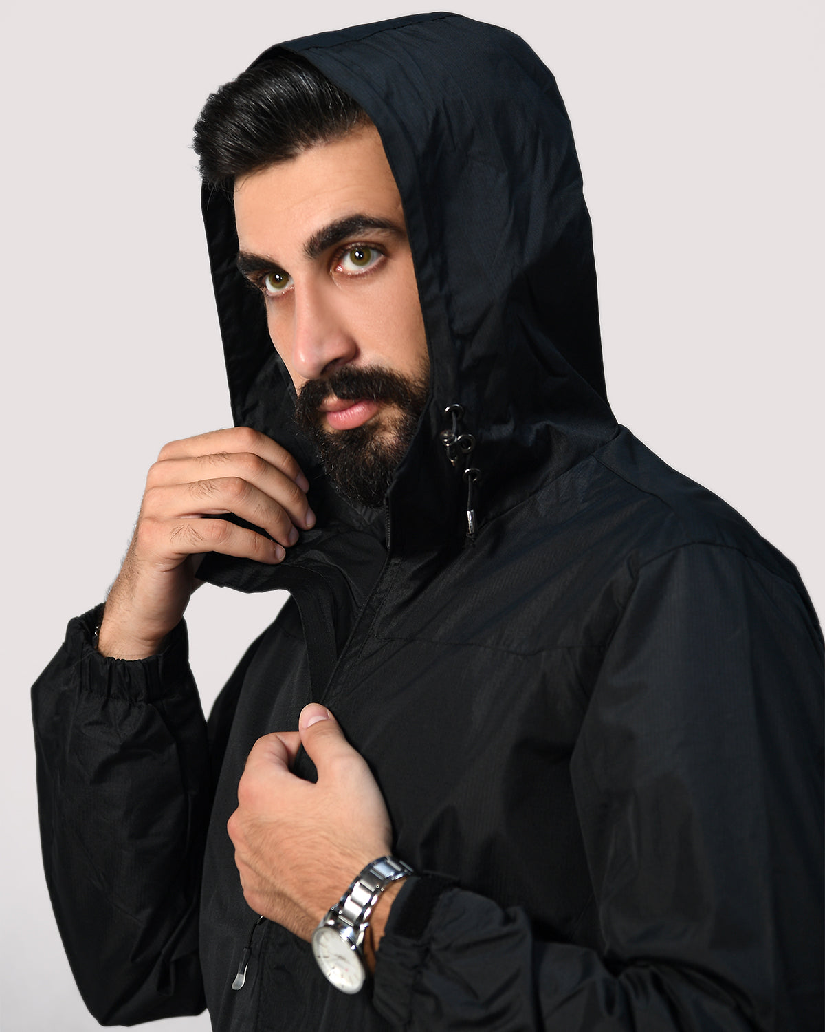 SALE! 2H Black Hooded Lightweight Casual Jacket