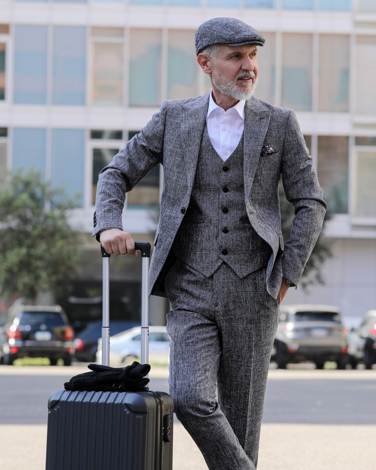 SALE! 2H #1491-4 Gray Linen Suit 2 Pieces